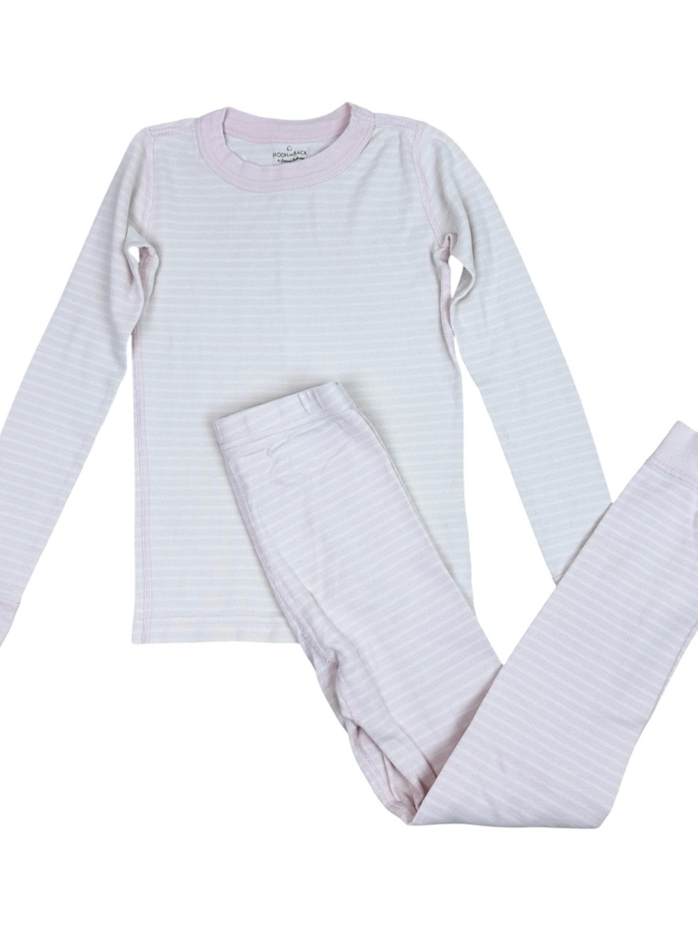 Hanna Andersson Moon & Back Light Pink & White Stripe Long Sleeve Pajama Set